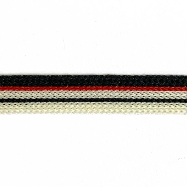Stripes - unelastisch - 10mm - natur/rot/schwarz