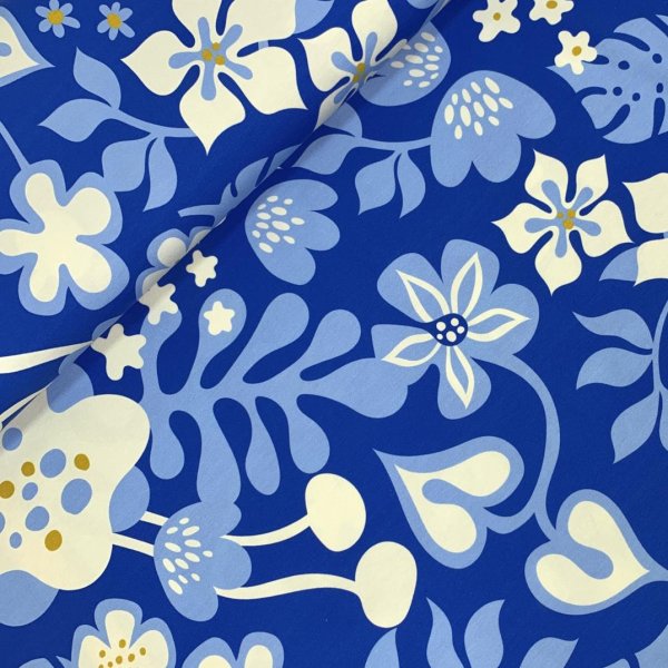 Bio Jersey - Fiori - Col. 03 - blau - Al Lago - Hamburger Liebe - Albstoffe