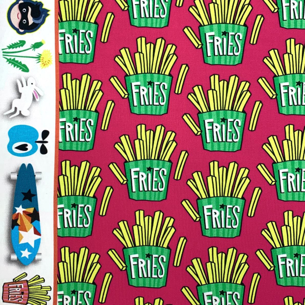 RESTSTÜCK 0,40m !!! - Bio Sweat - OMG Fries - Col. 04 - pink - Classic No. 1 - Hamburger Liebe - Albstoffe