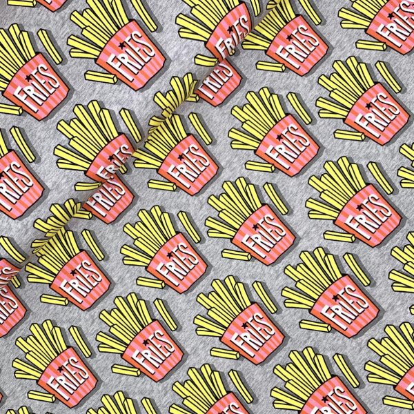 RESTSTÜCK 1,40m !!! - Bio Sweat - OMG Fries - Col. 02 - grau - Classic No. 1 - Hamburger Liebe - Albstoffe