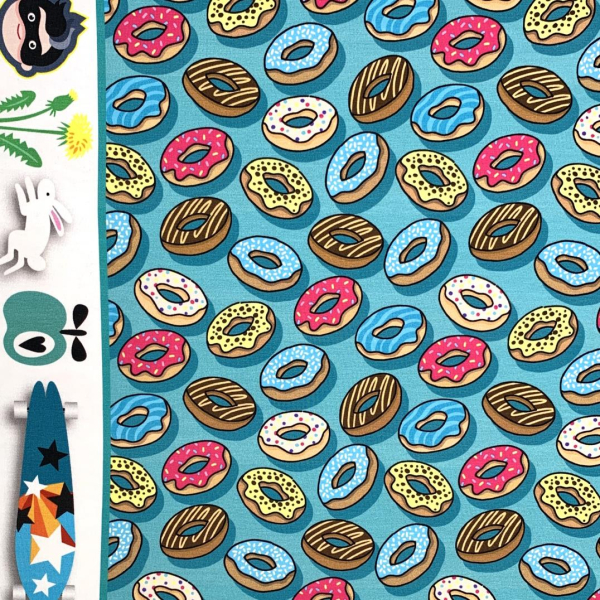 RESTSTÜCK 0,90m !!! - Bio Sweat - OMG Donut - Col. 01 - türkis - Classic No. 1 - Hamburger Liebe - Albstoffe