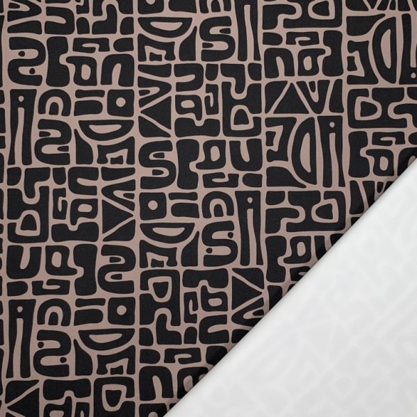 Sportjersey - bi-elastisch matt - Abstract Inca - taupe/black