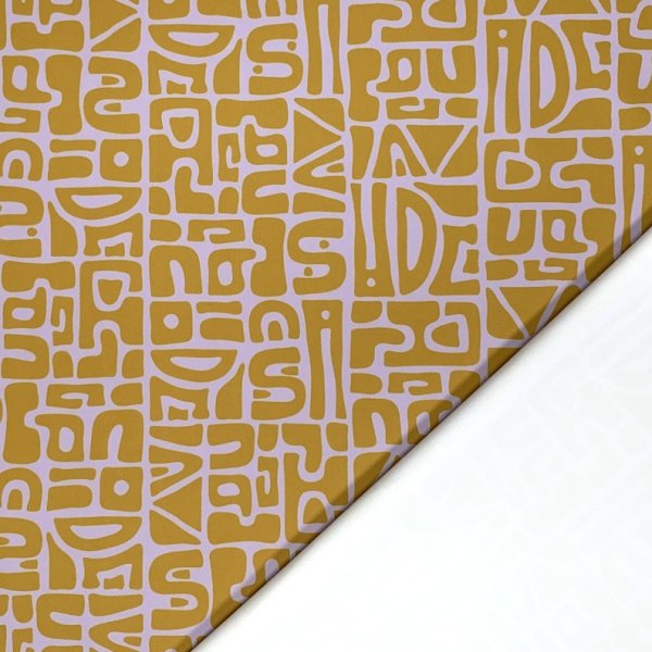 Sportjersey - bi-elastisch matt - Abstract Inca - senf/flieder