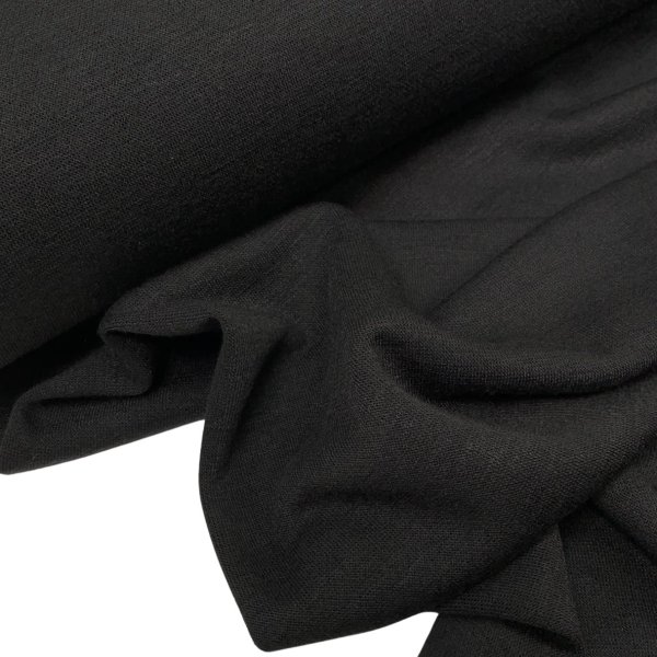 RESTSTÜCK 1,50m !!! - Viskose Strick Jersey - Merino Touch - uni - black