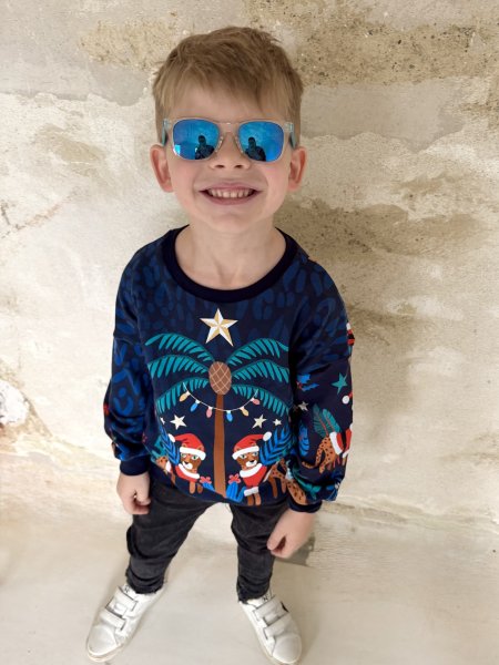 B-WARE!!!! - Bio Sweat Panel - Leo - Col. 01 blue navy - Wild Xmas - Hamburger Liebe - Albstoffe