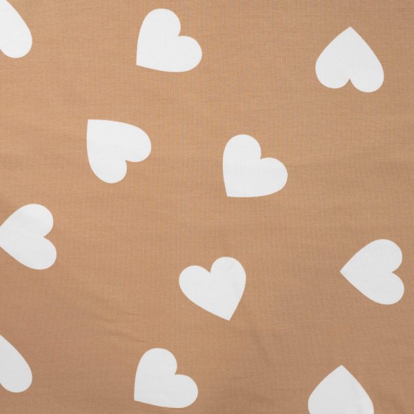 French Terry - Stuffed Hearts - camel/white