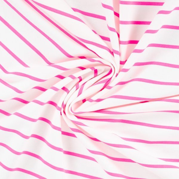 French Terry - Neon Stripes - neon pink/white