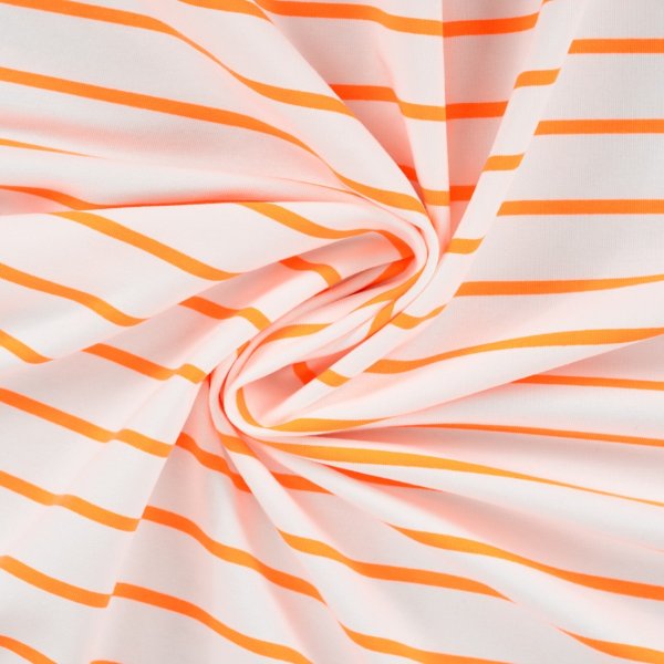 French Terry - Neon Stripes - neon orange/white
