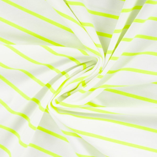 French Terry - Neon Stripes - neon yellow/white