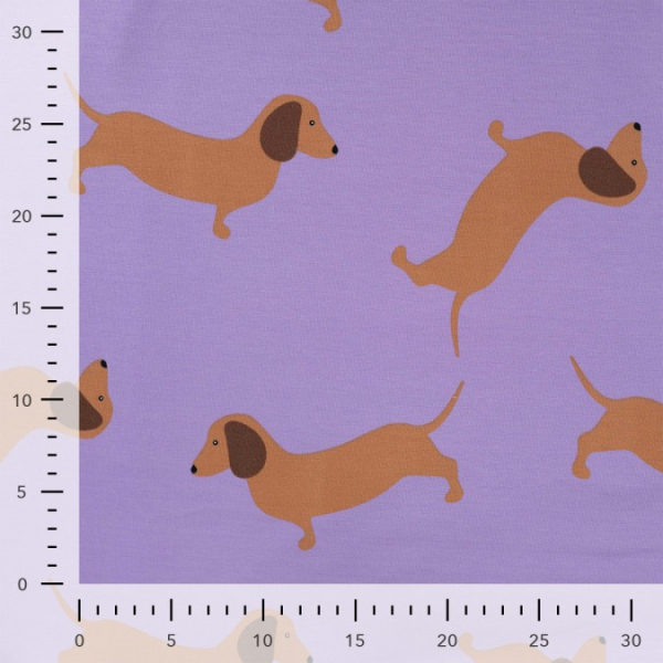 French Terry - brushed - Luipold Dackel - lilac/brown