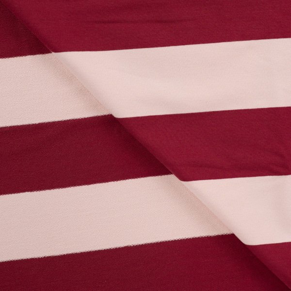 French Terry - Blockstreifen - bordeaux/nude