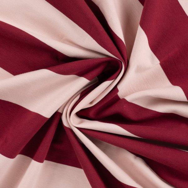 French Terry - Blockstreifen - bordeaux/nude