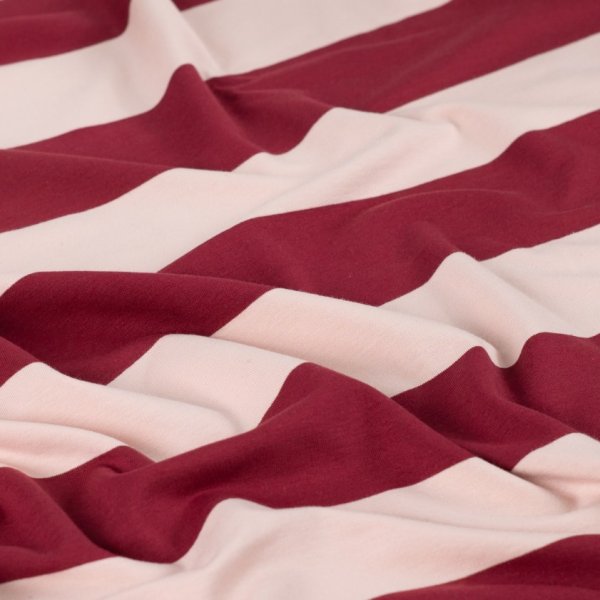 French Terry - Blockstreifen - bordeaux/nude