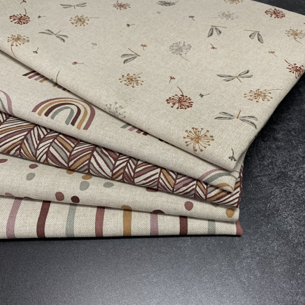 Canvas Leinenlook - Streifen - beige