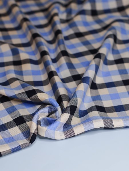 Viskose mit Livaeco™ Fasern - Tino Check - bright blue - meetMilk