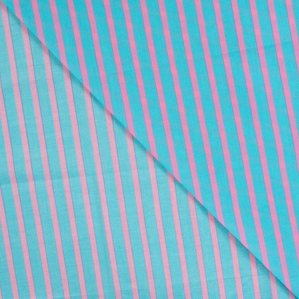 Baumwoll Voile - Stripe Love - rosa/türkis
