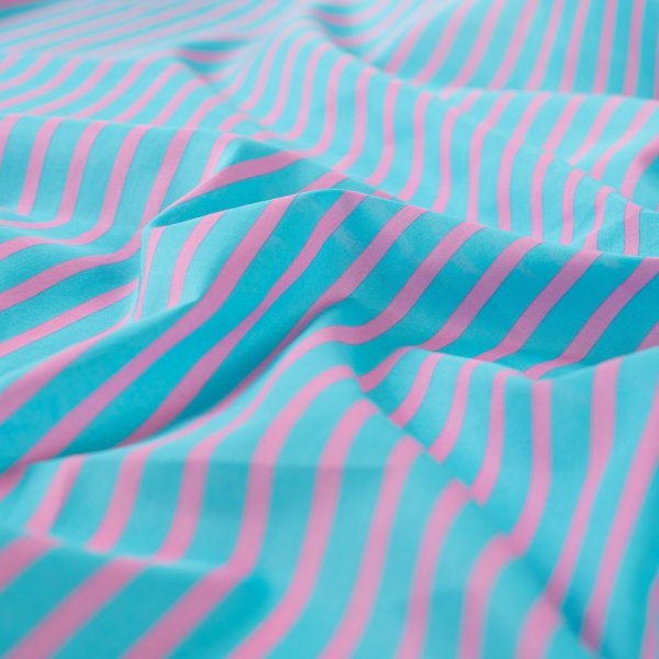 Baumwoll Voile - Stripe Love - rosa/türkis