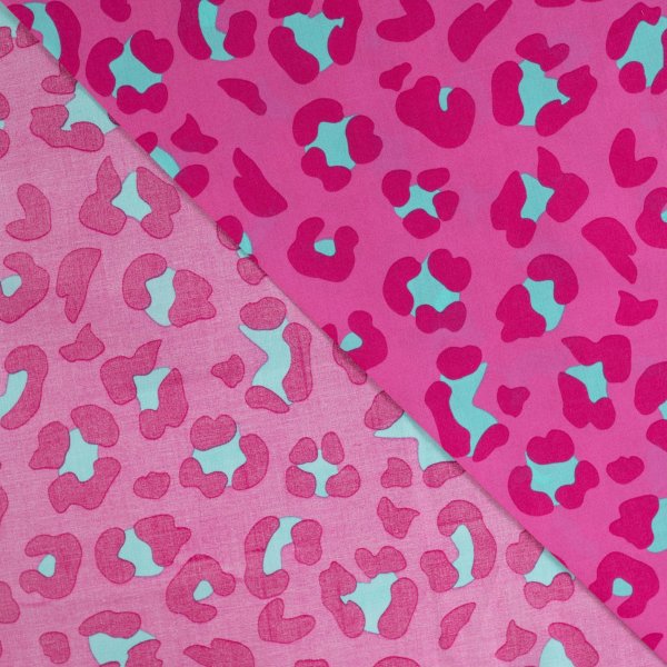 Baumwoll Voile - Ansas Leo - fuchsia/türkis