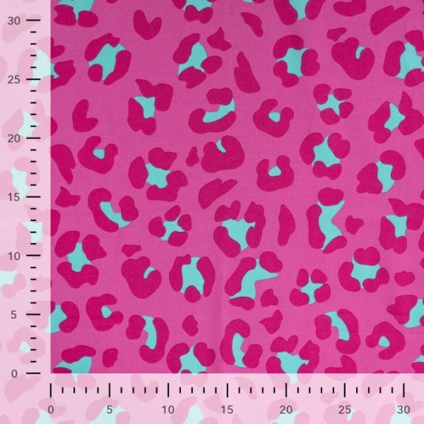 Baumwoll Voile - Ansas Leo - fuchsia/türkis