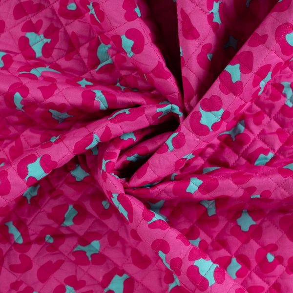 Doubleface Baumwoll Stepper - Leo Blumen - pink/türkis