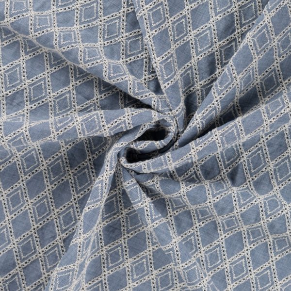 Baumwoll Webware - Diamand - Embroderie - dusty blue