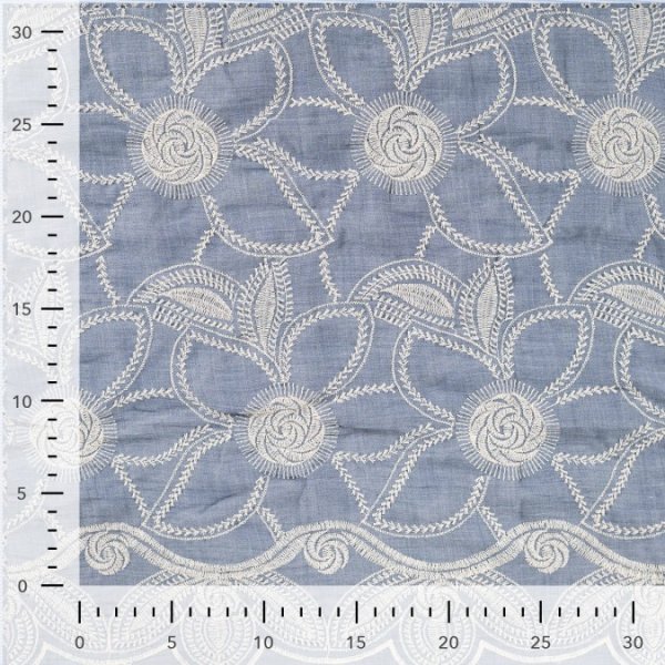Baumwoll Webware - Betty Flowers - Embroderie - dusty blue