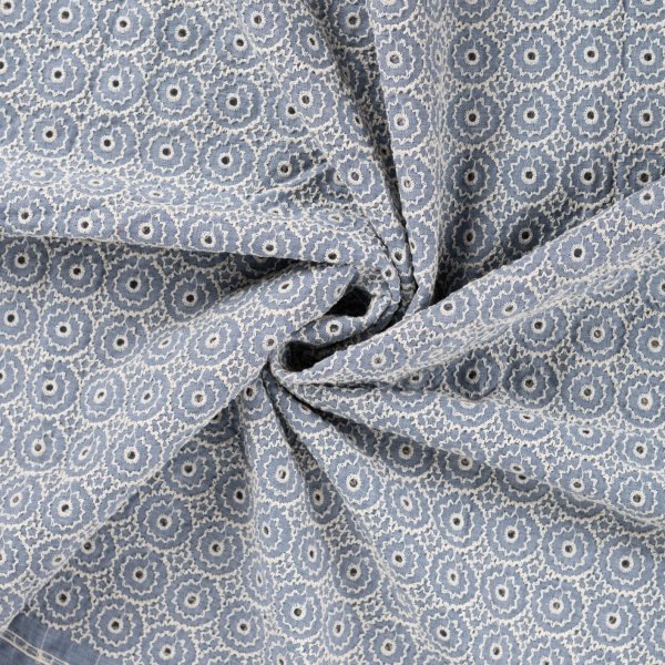 Baumwoll Webware - Circle - Embroderie - dusty blue