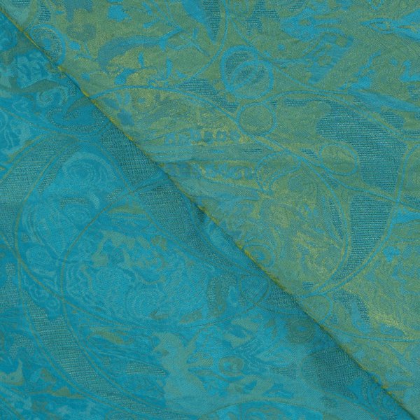 Silk Blended Jacquard - Elmira - türkis/gold