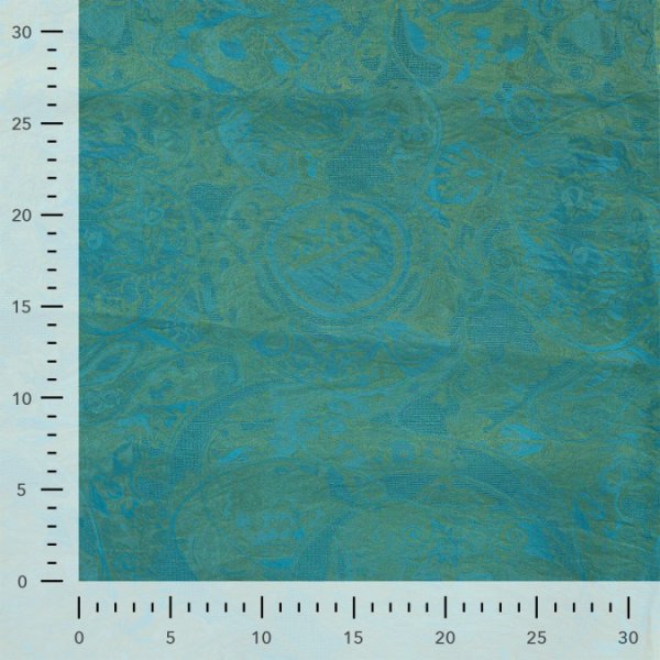 Silk Blended Jacquard - Elmira - türkis/gold