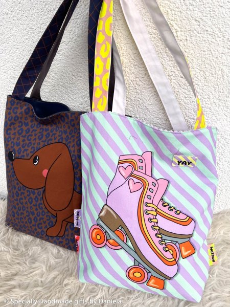 Canvas - Taschenpanel - Dackel Rollschuhe - bunt - by Cherry Picking - Swafing