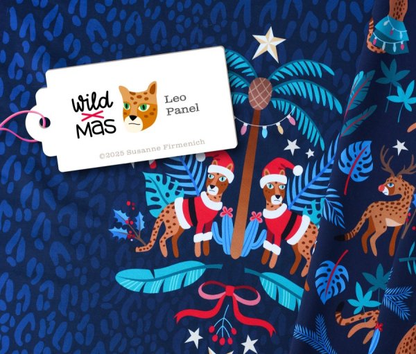 B-WARE!!!! - Bio Sweat Panel - Leo - Col. 01 blue navy - Wild Xmas - Hamburger Liebe - Albstoffe