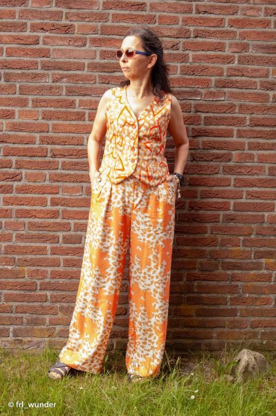 B-WARE !!! - RESTSTÜCK 2,00m !!! - Viskose - Leo Herzen - orange/beige/ocker - Love Collection - Swafing by Kibadoo