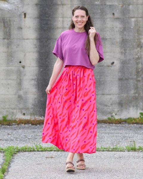 B-WARE !!! - RESTSTÜCK 1,80m !!! - Viskose - Tigerstreifen - rot/lila/pink - Love Collection - Swafing by Kibadoo