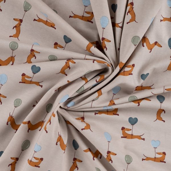 Jersey - Flying Wiener Dog - greige