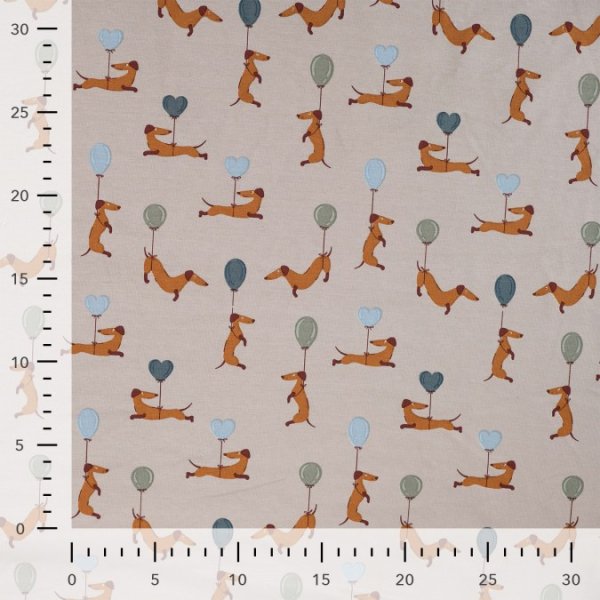 Jersey - Flying Wiener Dog - greige