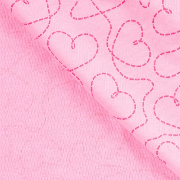 French Terry - Glitzer Heart - rosa/neon