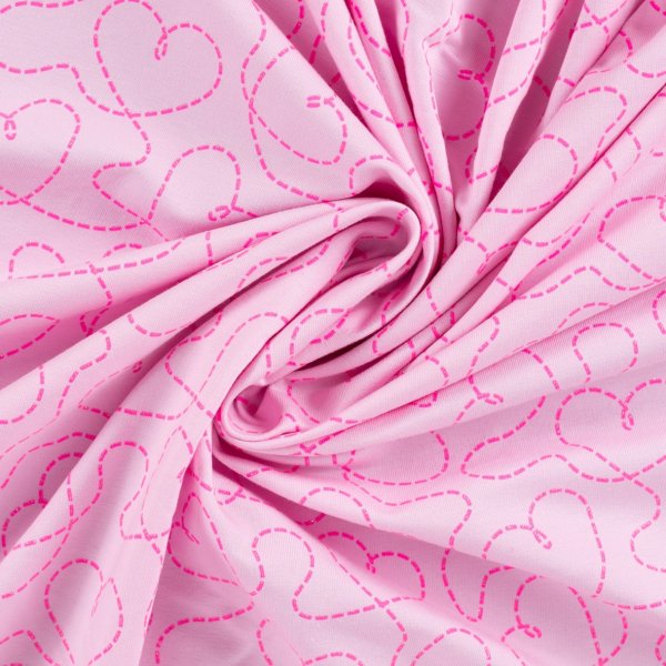French Terry - Glitzer Heart - rosa/neon