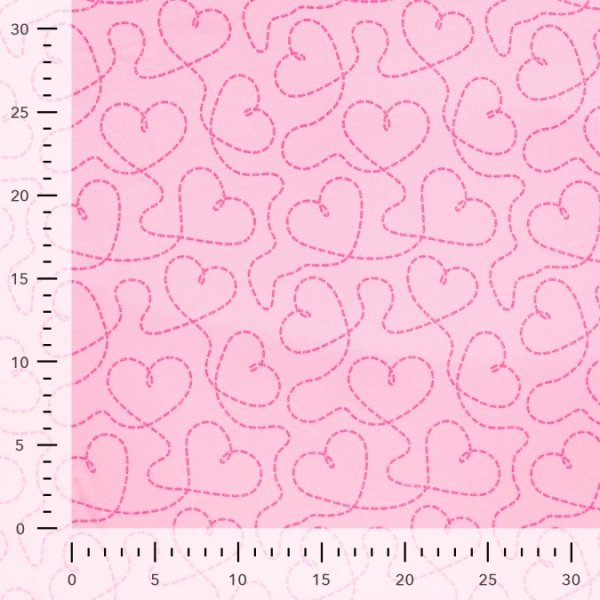 French Terry - Glitzer Heart - rosa/neon