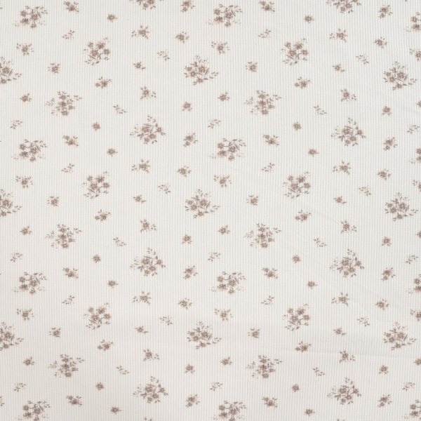 Ripp Jersey - Haley Flowers - ecru/dusty brown