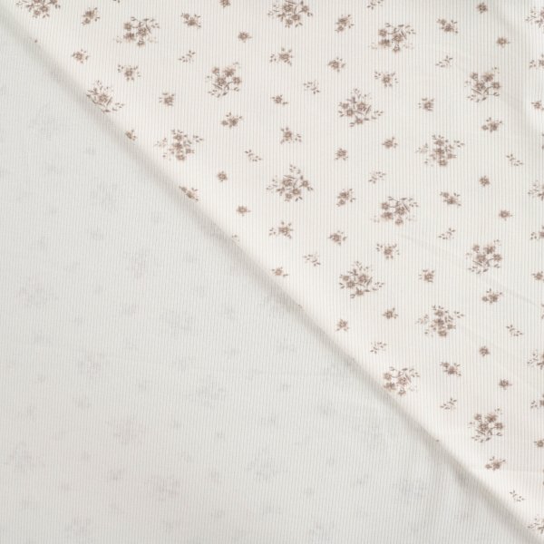 Ripp Jersey - Haley Flowers - ecru/dusty brown