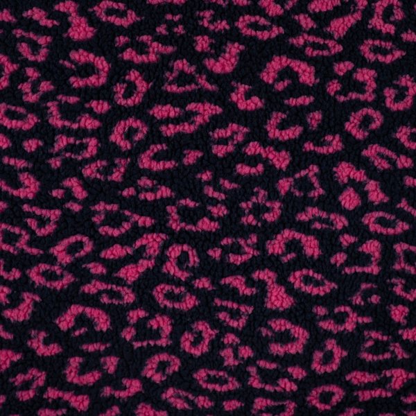 Teddy Plüsch - Mantelstoff - Maxime Leo - dark navy/fuchsia