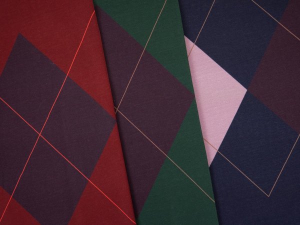 French Terry - Panel - Argyle Rauten - dunkelblau - Geoluxe by Ki-ba-doo - Swafing