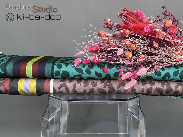 Viskose - Leo Streifen - smaragd/gulf coast - Bordure Studio - Swafing by Kibadoo
