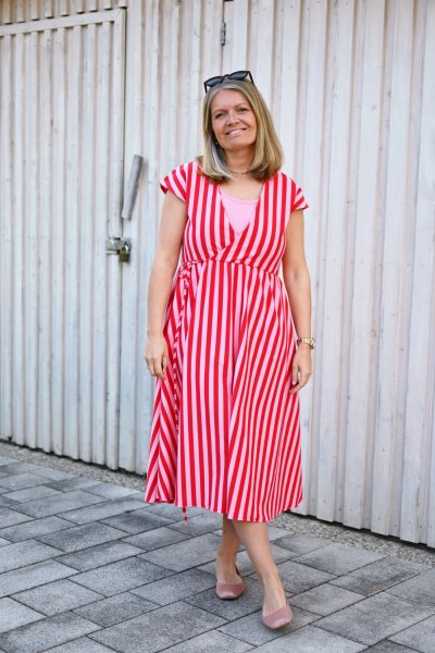 Bio Ringeljersey - A63/A03 - flamme/rosa scuro - Summer Stripes - Hamburger Liebe - Albstoffe