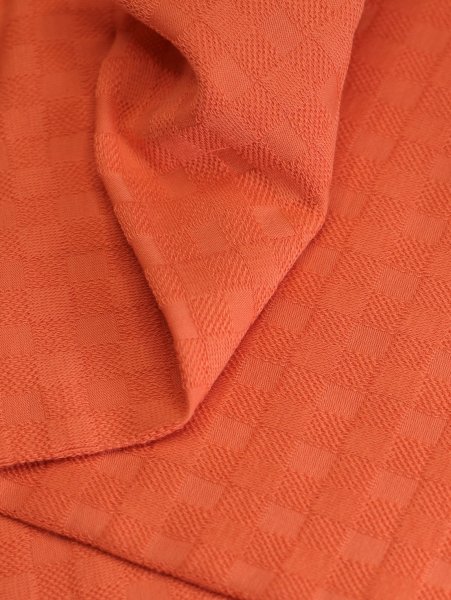 Bio Jacquard Jersey - Chess Knit - mandarin - Mind the Maker