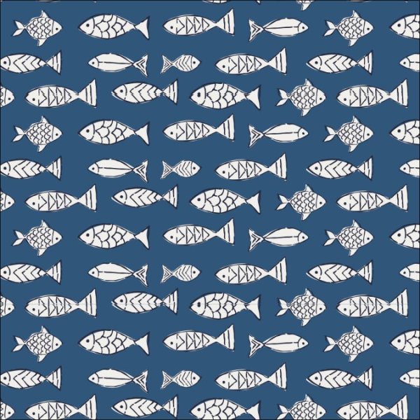 Baumwoll Voile - Fumi Fish - blue/white