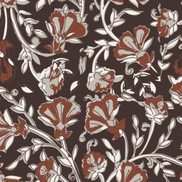 Baumwoll Voile - Donna Flowers - brown/rost