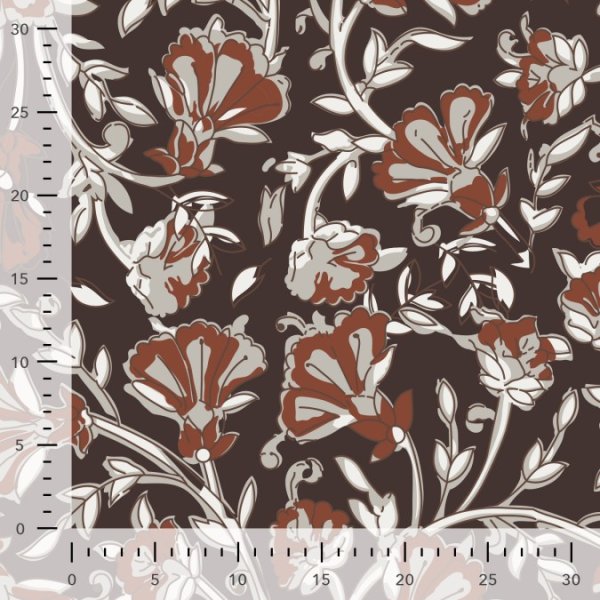 Baumwoll Voile - Donna Flowers - brown/rost