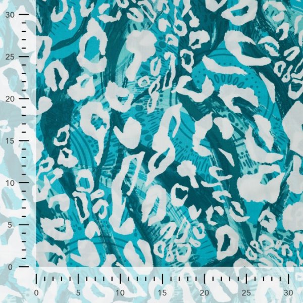 Viskose Popeline - Abstrakt Leo - türkis/offwhite/petrol