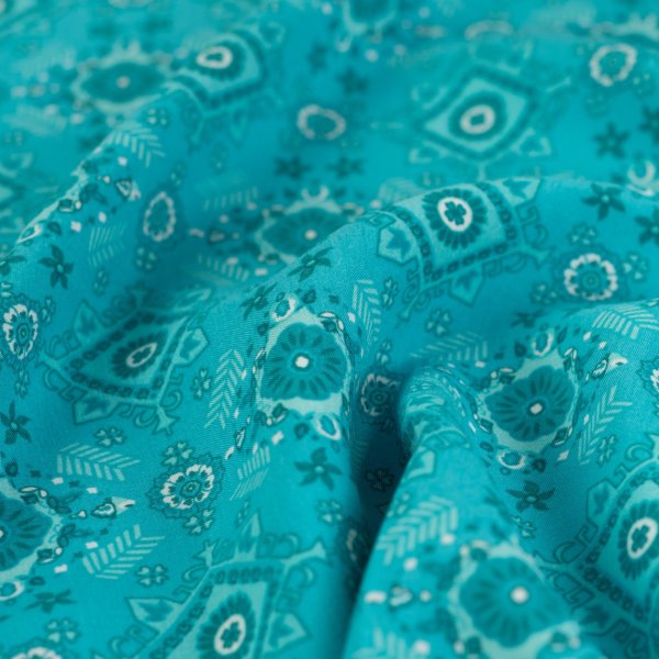 Viskose Popeline - Maya Boho - petrol/türkis